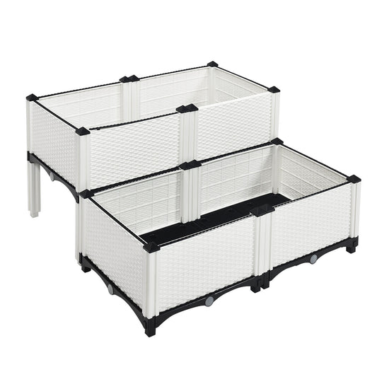 Set of 4 Elevated Flower Vegetable and Herb Grow Planter Box, White Raised Garden Beds White at Gallery Canada