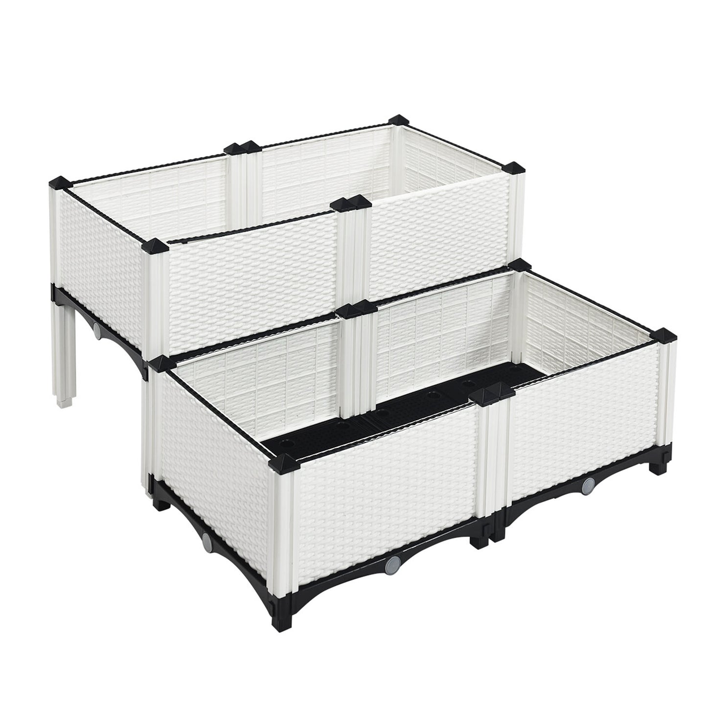 Set of 4 Elevated Flower Vegetable and Herb Grow Planter Box, White Raised Garden Beds at Gallery Canada