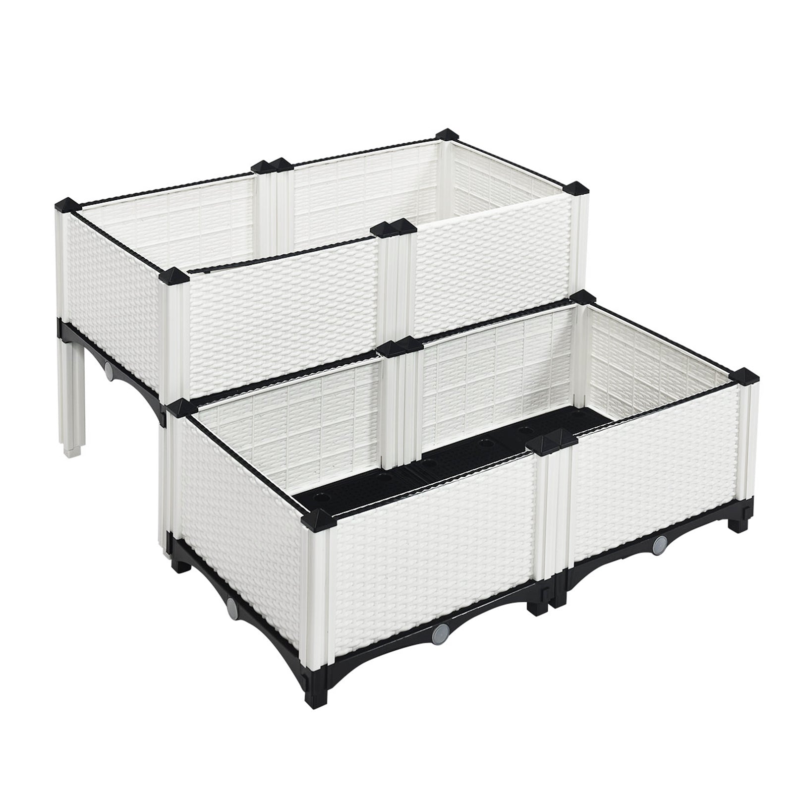 Set of 4 Elevated Flower Vegetable and Herb Grow Planter Box, White Raised Garden Beds at Gallery Canada