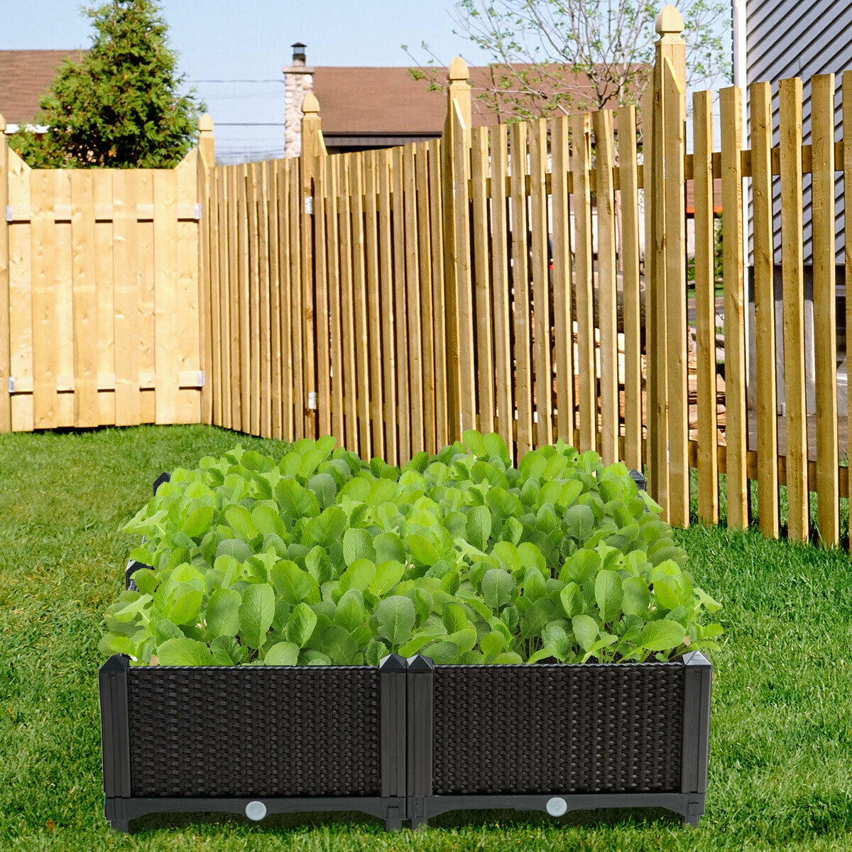 Set of 4 Elevated Flower Vegetable Herb Grow Planter Box, Brown Raised Garden Beds at Gallery Canada