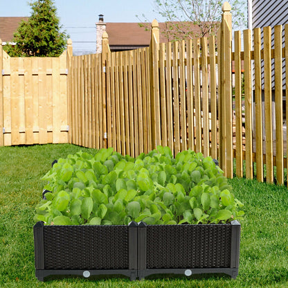 Set of 4 Elevated Flower Vegetable Herb Grow Planter Box, Brown Raised Garden Beds at Gallery Canada