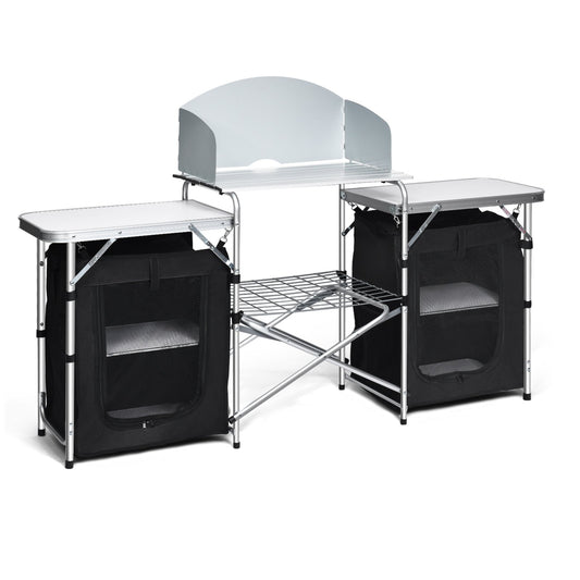 Folding Camping Table with Storage Organizer, Black - Gallery Canada