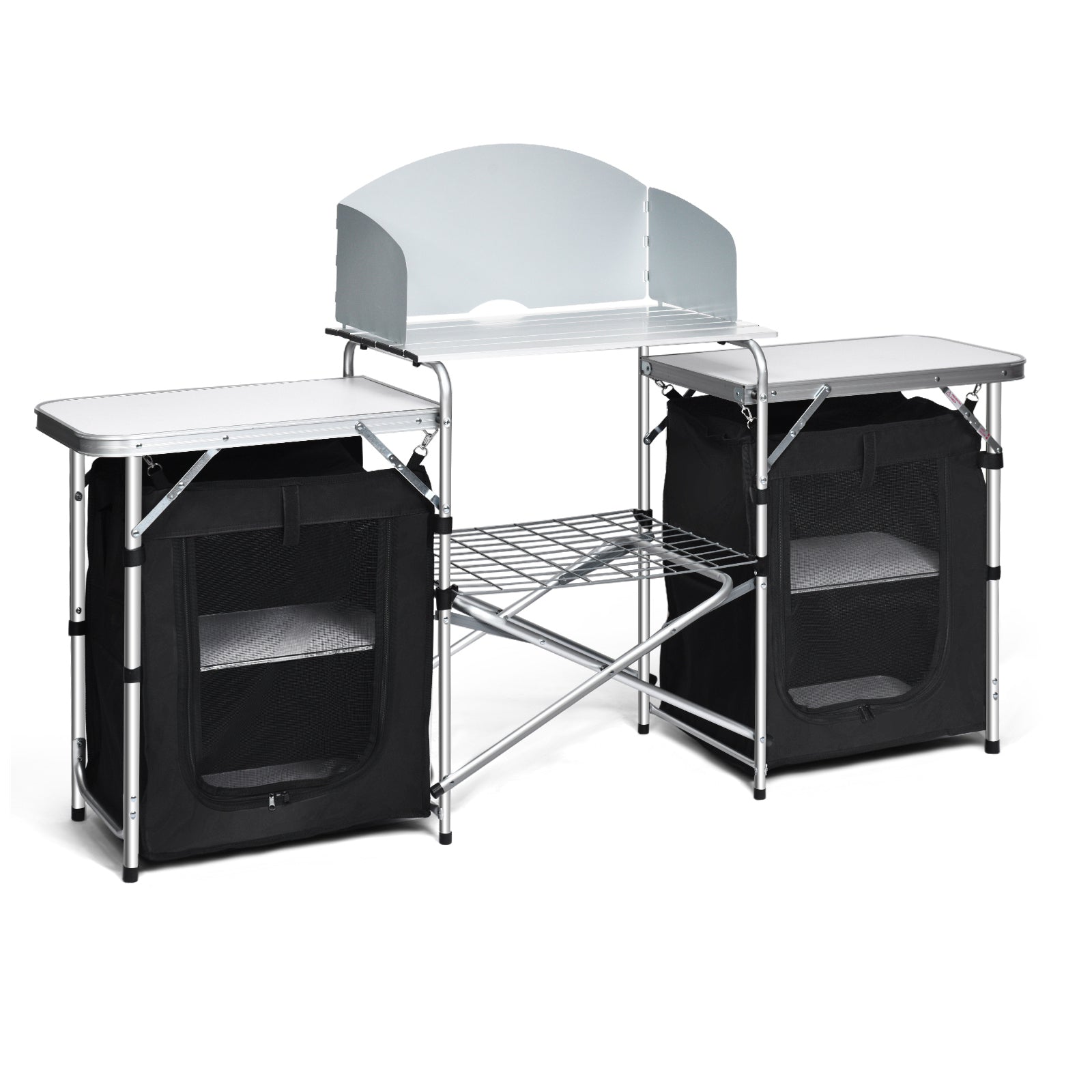 Folding Camping Table with Storage Organizer, Black Camping Furniture at Gallery Canada