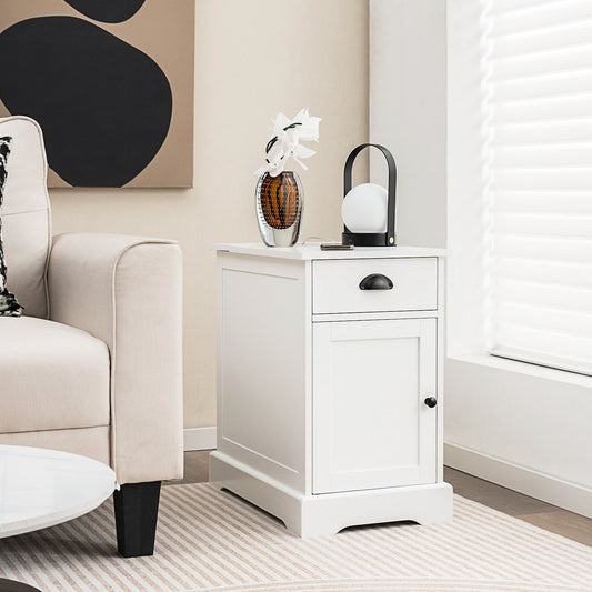 End Table with Charging Station and Flip Top, White - Gallery Canada