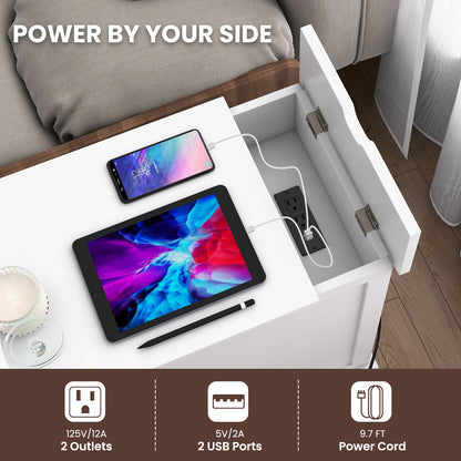 End Table With Charging Station, Flip Top, White End & Side Tables at Gallery Canada