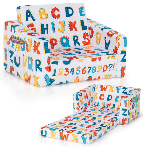Convertible Kids Sofa, Velvet Fabric, Multicolor