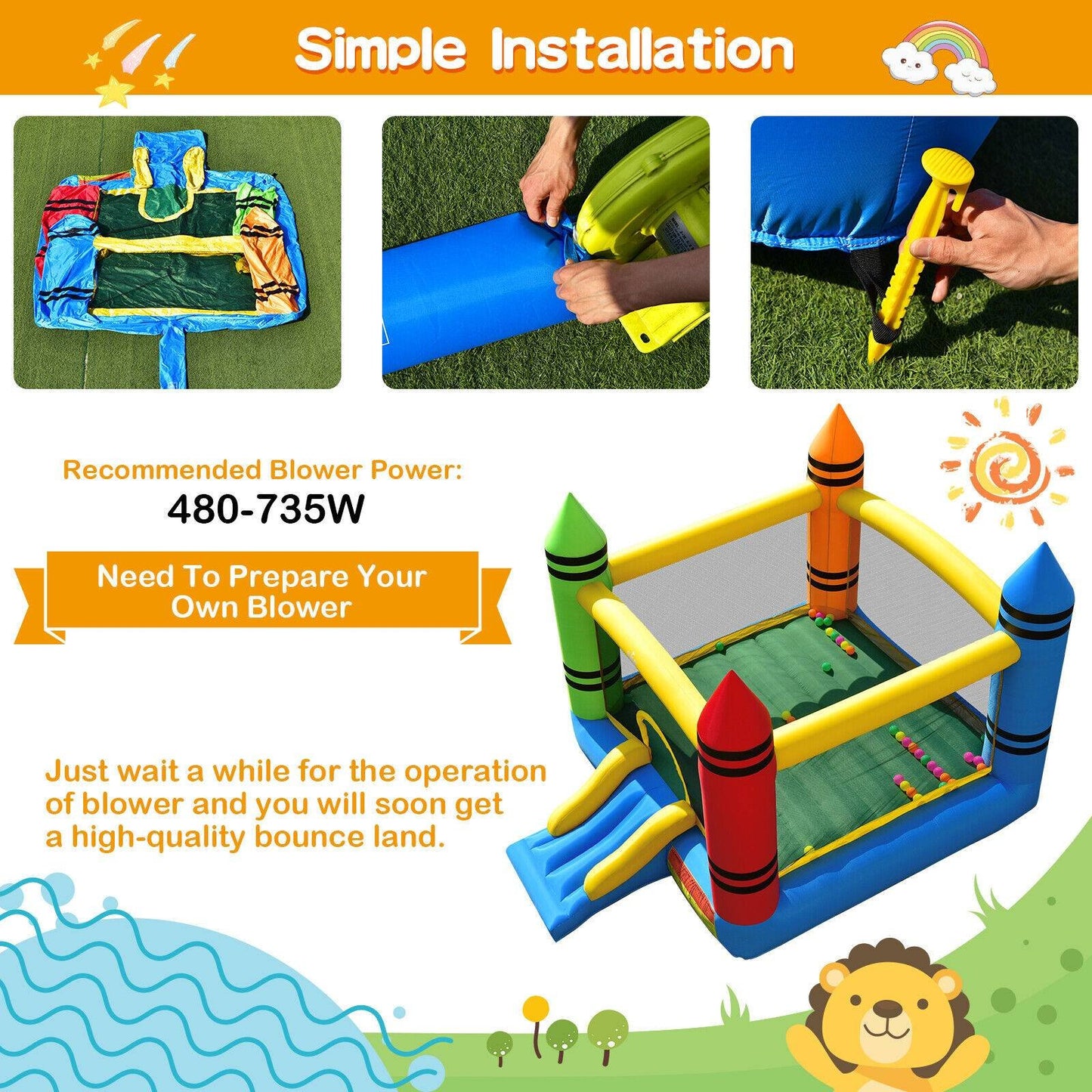 Kids Inflatable Bounce House with Slide and Ocean Balls Not Included Blower - Gallery Canada