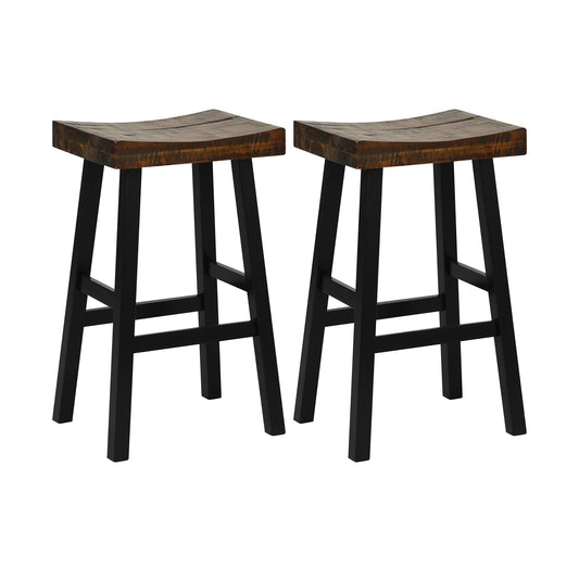 29 Inch Solid Wood Saddle Seat, Curved Surface, Footrests, Wood Bar Stools Wood at Gallery Canada
