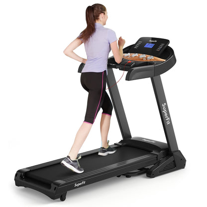 3.75HP Electric Folding Treadmill with Auto Incline 12 Program APP Control, Black Treadmills at Gallery Canada
