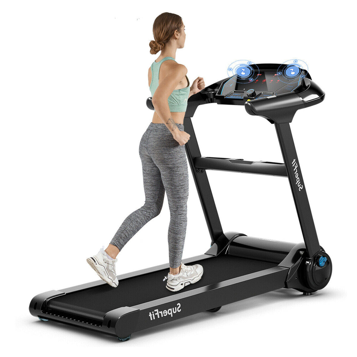 2.25HP Folding Treadmill, Running Machine, Black Treadmills Black at Gallery Canada