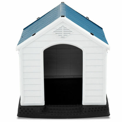 Plastic Waterproof Ventilated Pet Puppy House, Blue