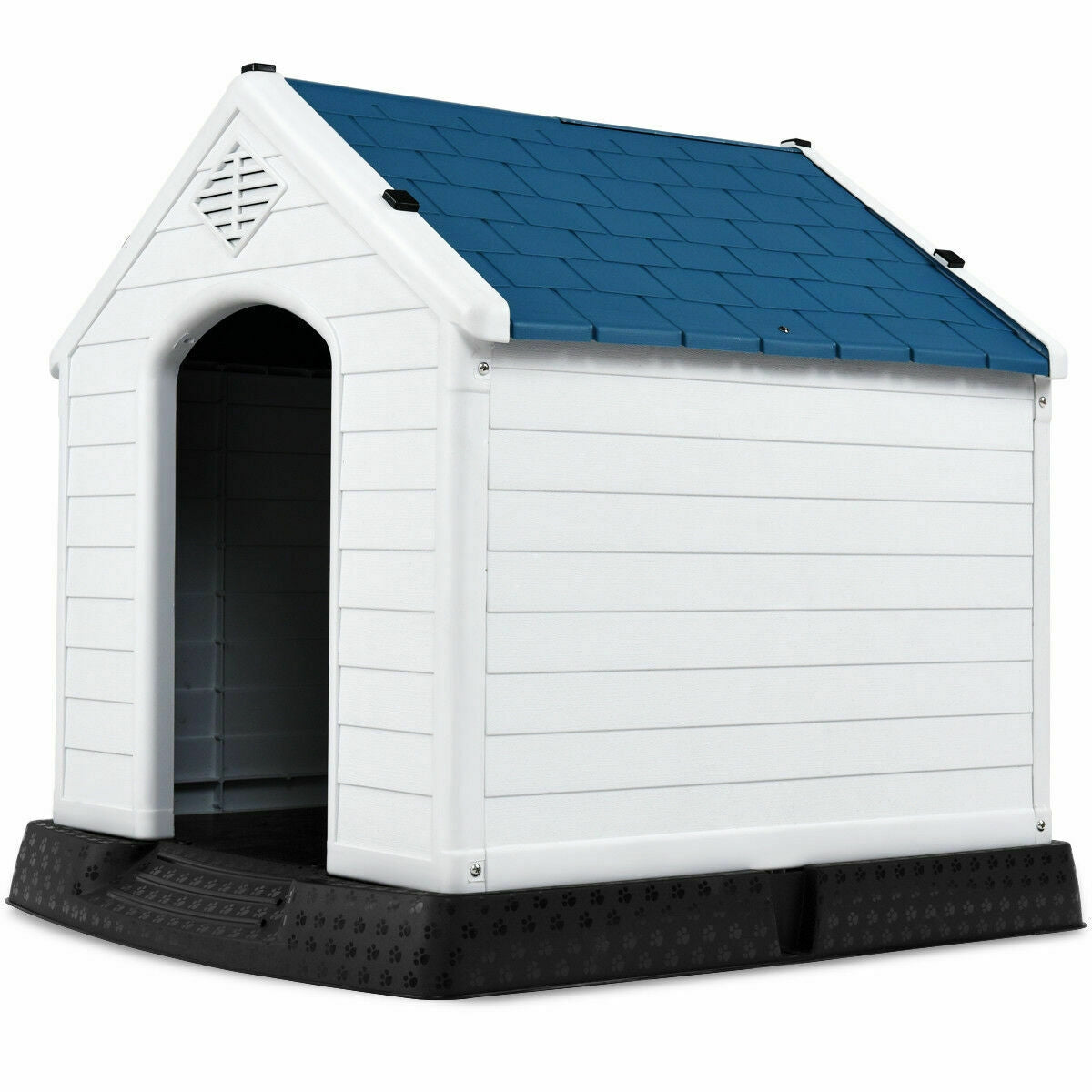 Plastic Waterproof Ventilate Pet Puppy House, Blue Dog Kennels Blue, 33.5