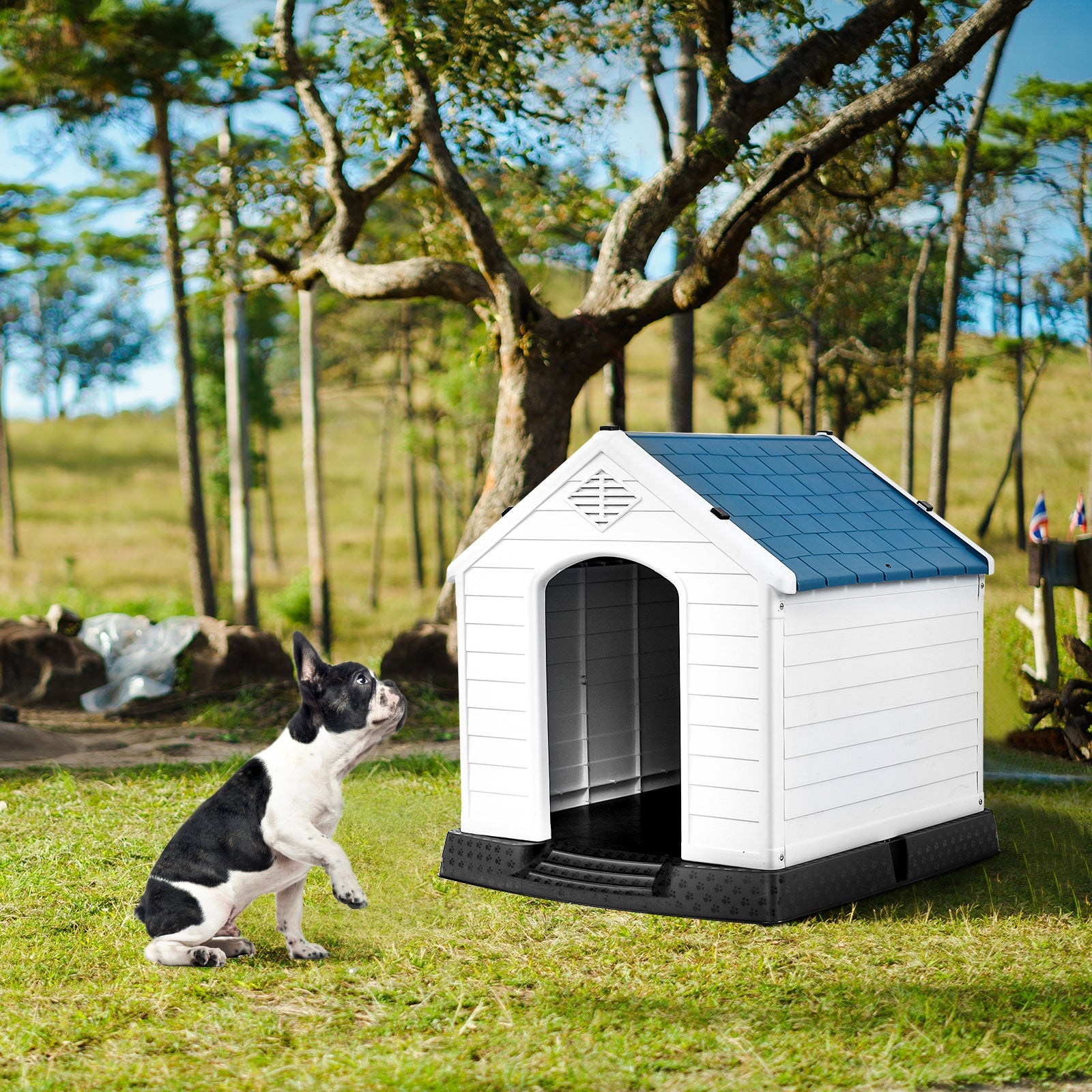 Plastic Waterproof Ventilate Pet Puppy House, Blue Dog Kennels at Gallery Canada