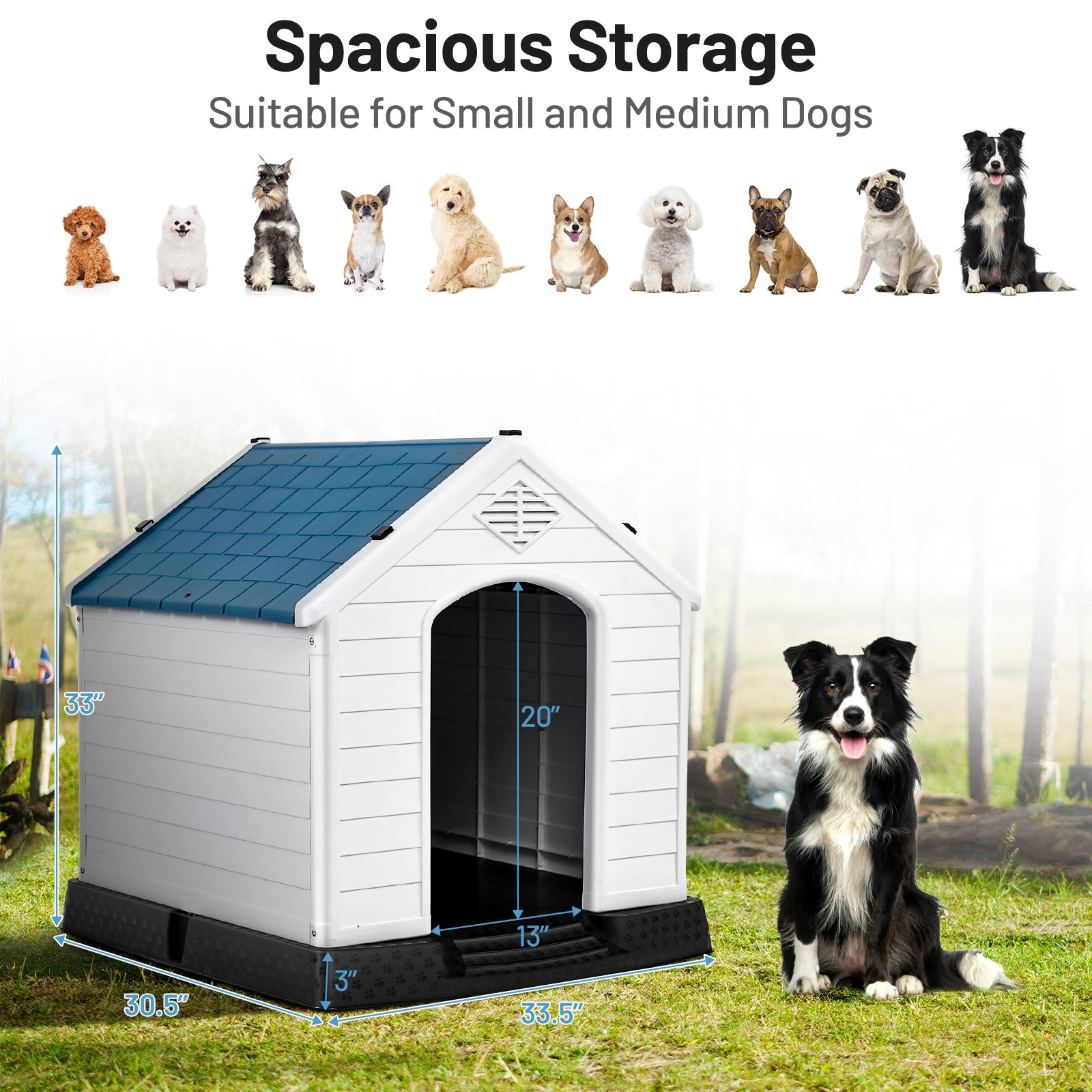 Plastic Waterproof Ventilate Pet Puppy House, Blue Dog Kennels at Gallery Canada