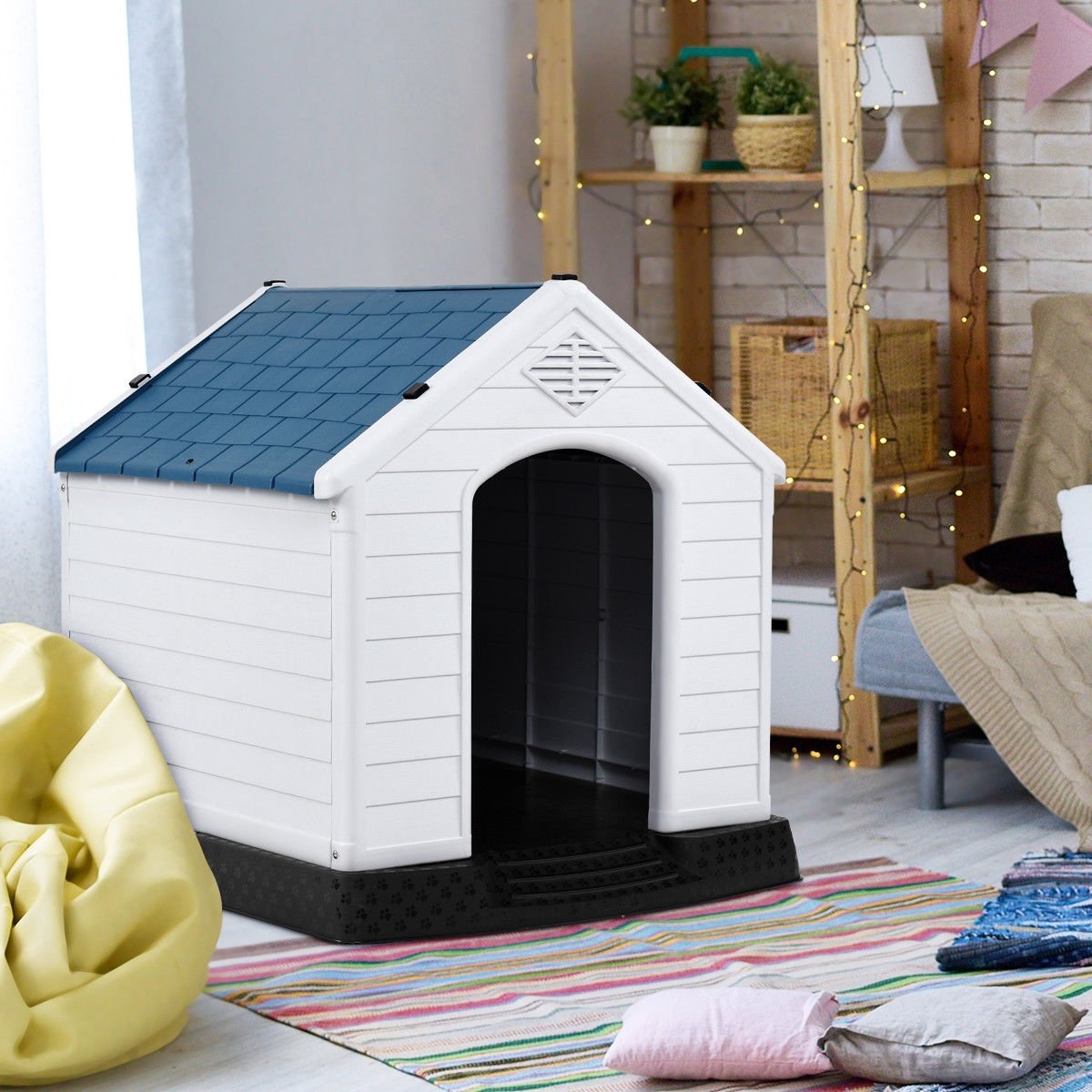 Indoor/Outdoor Waterproof Plastic Dog House Pet Puppy Shelter , Multicolor at Gallery Canada