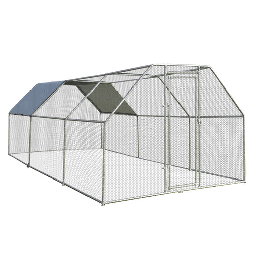 9.5 x 19 Feet Large Walk In Chicken Coop, Silver