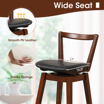 Swivel Upholstered PU Leather Stool with Backrest and Cushioned Seat-30.5 inches, Brown Bar Stools at Gallery Canada