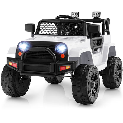 12V Kids Ride On Truck With Remote Control, Headlights, White Powered Ride On Toys White at Gallery Canada