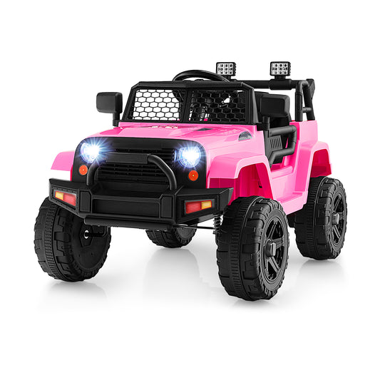 12V Kids Ride On Truck, Remote Control, Headlights, Pink Powered Ride On Toys Pink at Gallery Canada