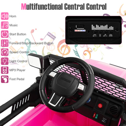 12V Kids Ride On Truck with Remote Control and Headlights, Pink Powered Ride On Toys at Gallery Canada