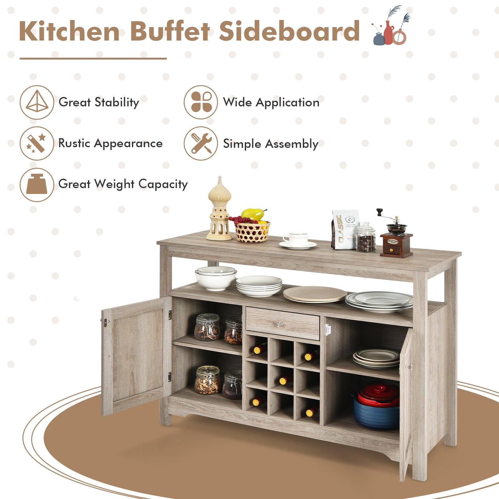 Buffet Server Sideboard Wine Cabinet Console, Gray Sideboards Cabinets & Buffets at Gallery Canada