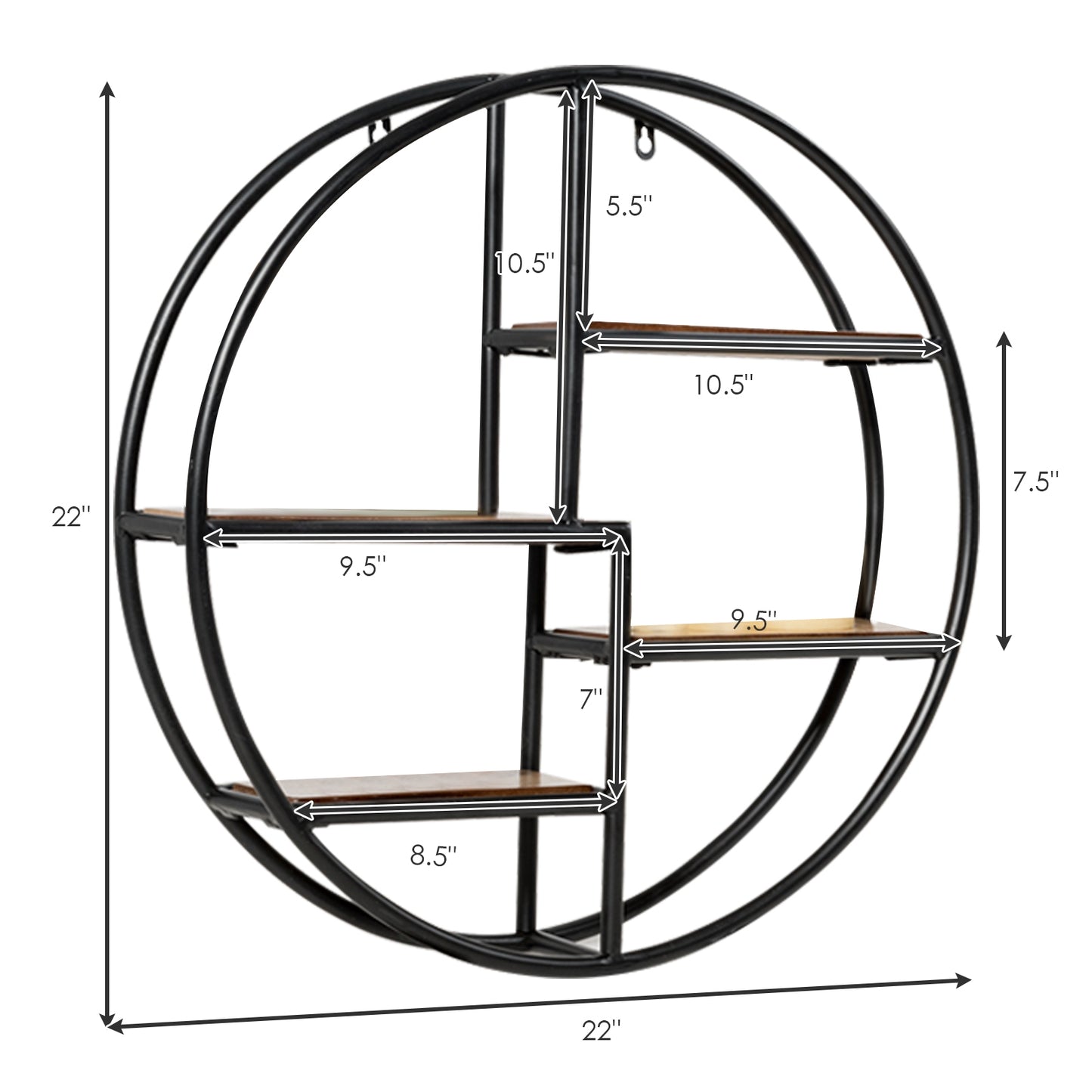 Hanging Storage Shelf Circular Wall-Mounted 4-Tier Rack, Black Bookcases at Gallery Canada