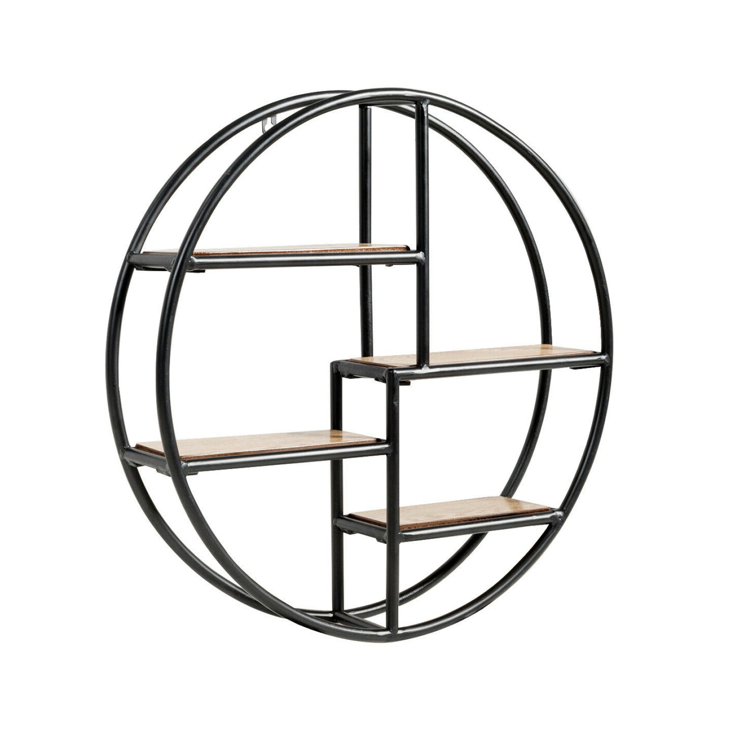 Hanging Storage Shelf Circular Wall-Mounted 4-Tier Rack, Black Bookcases Black at Gallery Canada