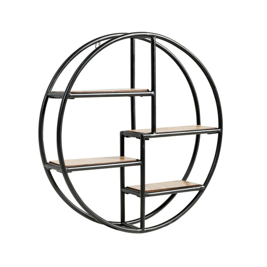 Hanging Storage Shelf Circular Wall-Mounted 4-Tier Rack, Black Bookcases Black at Gallery Canada