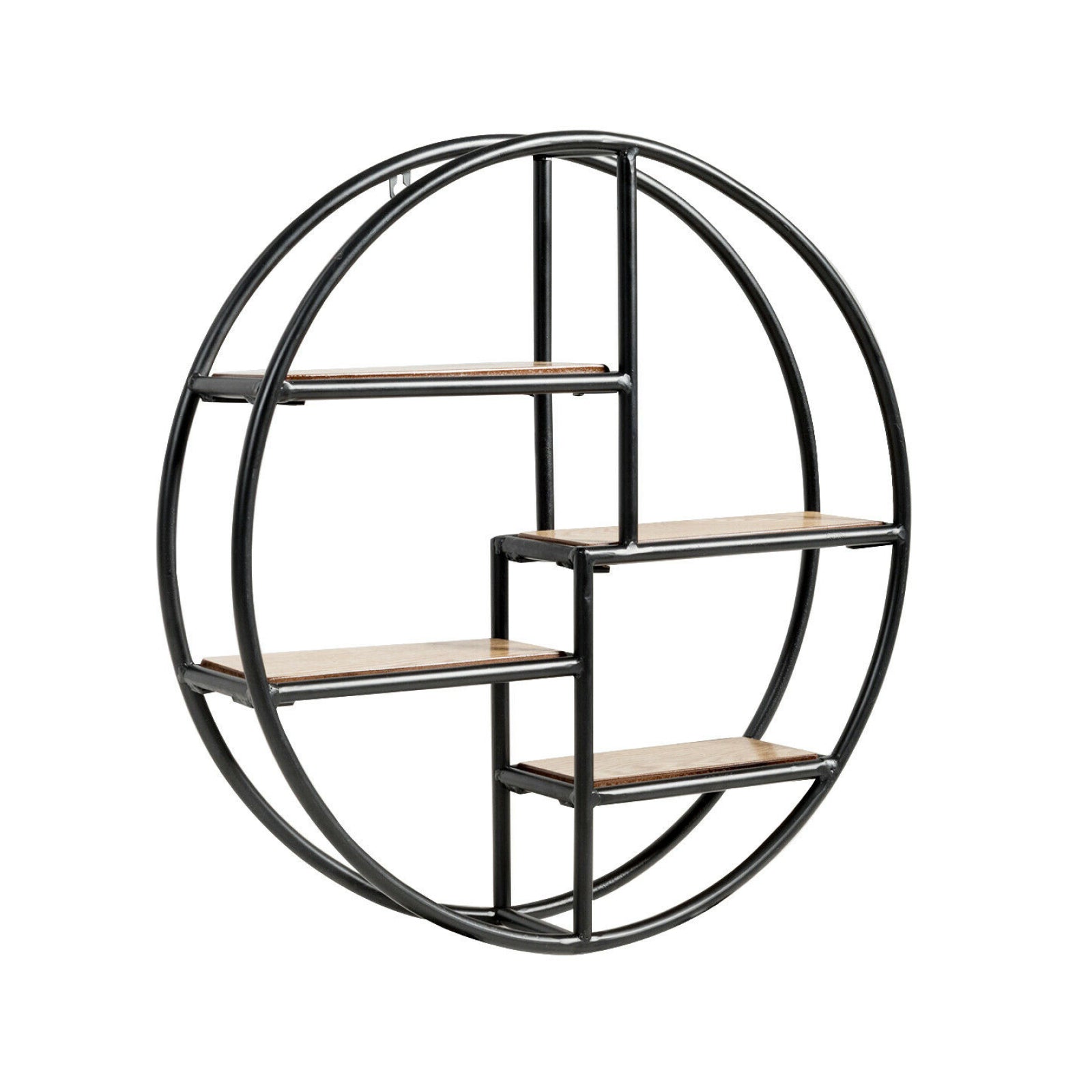 Hanging Storage Shelf Circular Wall-Mounted 4-Tier Rack, Black Bookcases at Gallery Canada