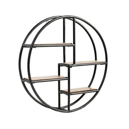 Hanging Storage Shelf Circular Wall-Mounted 4-Tier Rack, Black Bookcases at Gallery Canada
