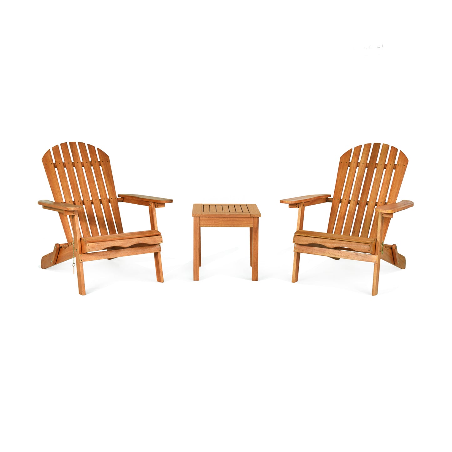 3 Pieces Adirondack Chair Set with Widened Armrest, Natural Patio Conversation Sets Natural at Gallery Canada