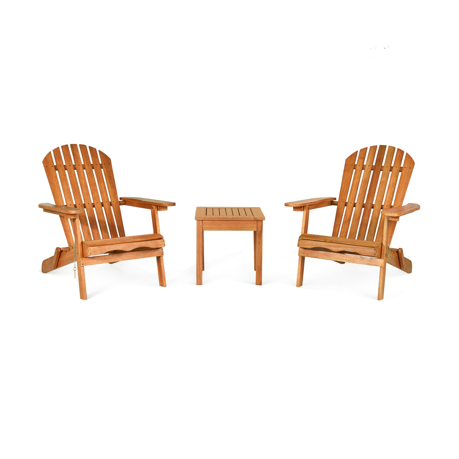3 Pieces Adirondack Chair Set with Widened Armrest, Natural Patio Conversation Sets Natural at Gallery Canada