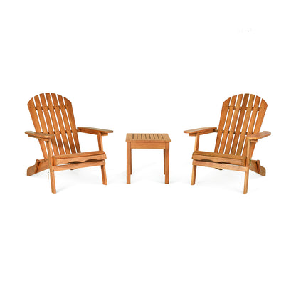 3 Pieces Adirondack Chair Set with Widened Armrest, Natural Patio Conversation Sets Natural at Gallery Canada