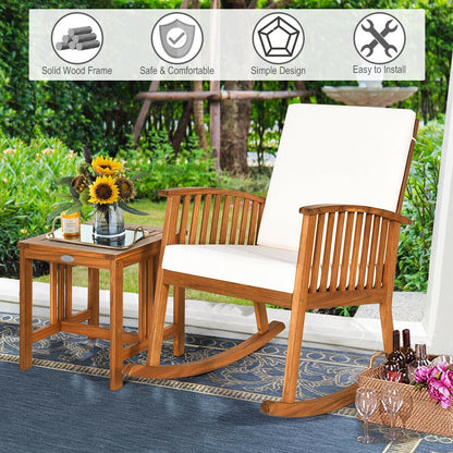Acacia Wood Patio Rocking Chair Table Set, 2 Pieces, Brown Patio Conversation Sets at Gallery Canada