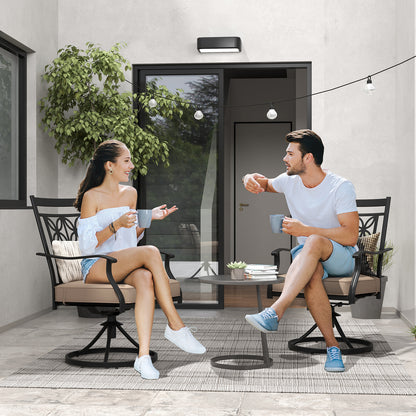 2 Pieces Patio Swivel Dining Chairs with Blossom Pattern Backrest and Cushions, Black Patio Dining Chairs at Gallery Canada