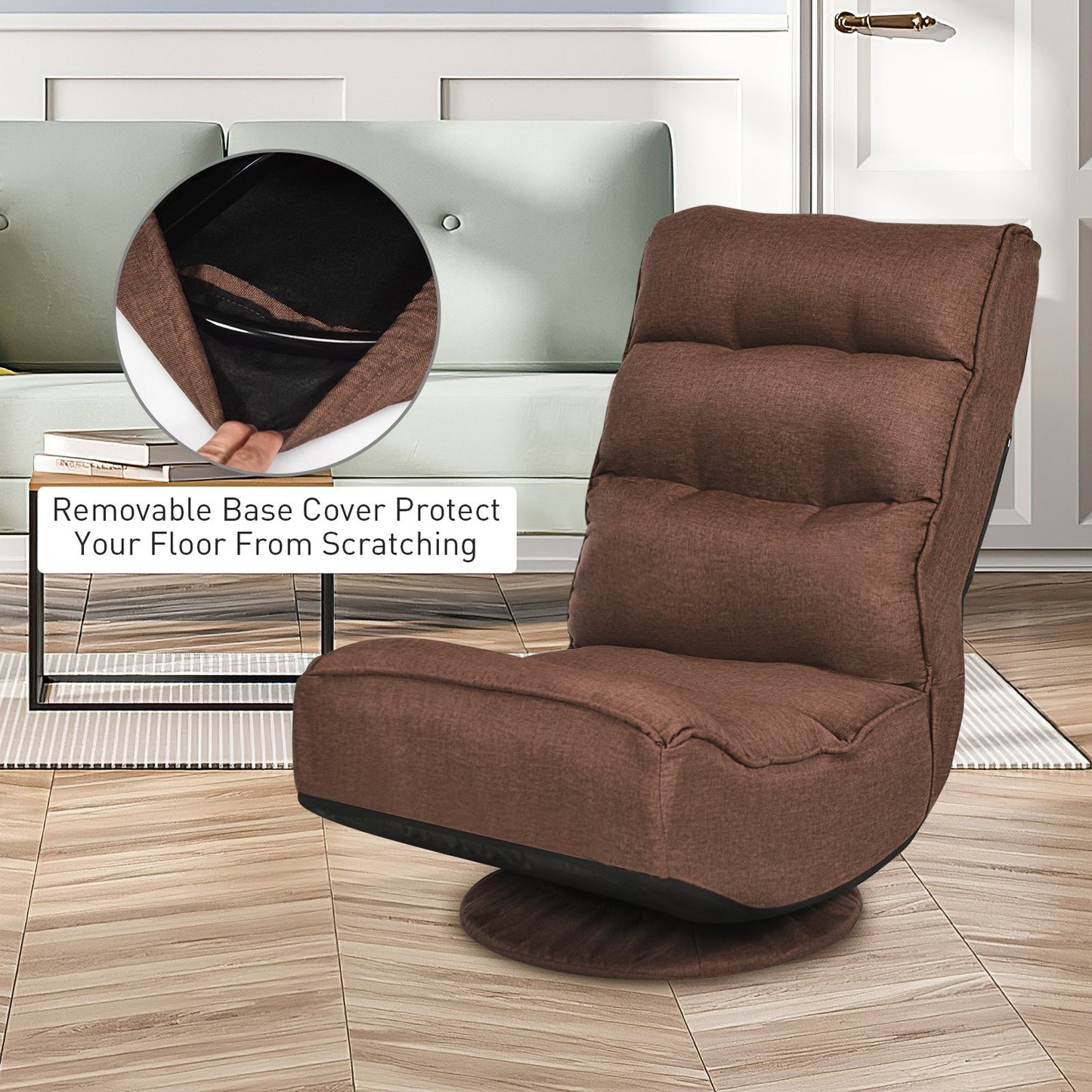 5-Position Folding Floor Gaming Chair, Rustic Brown - Gallery Canada