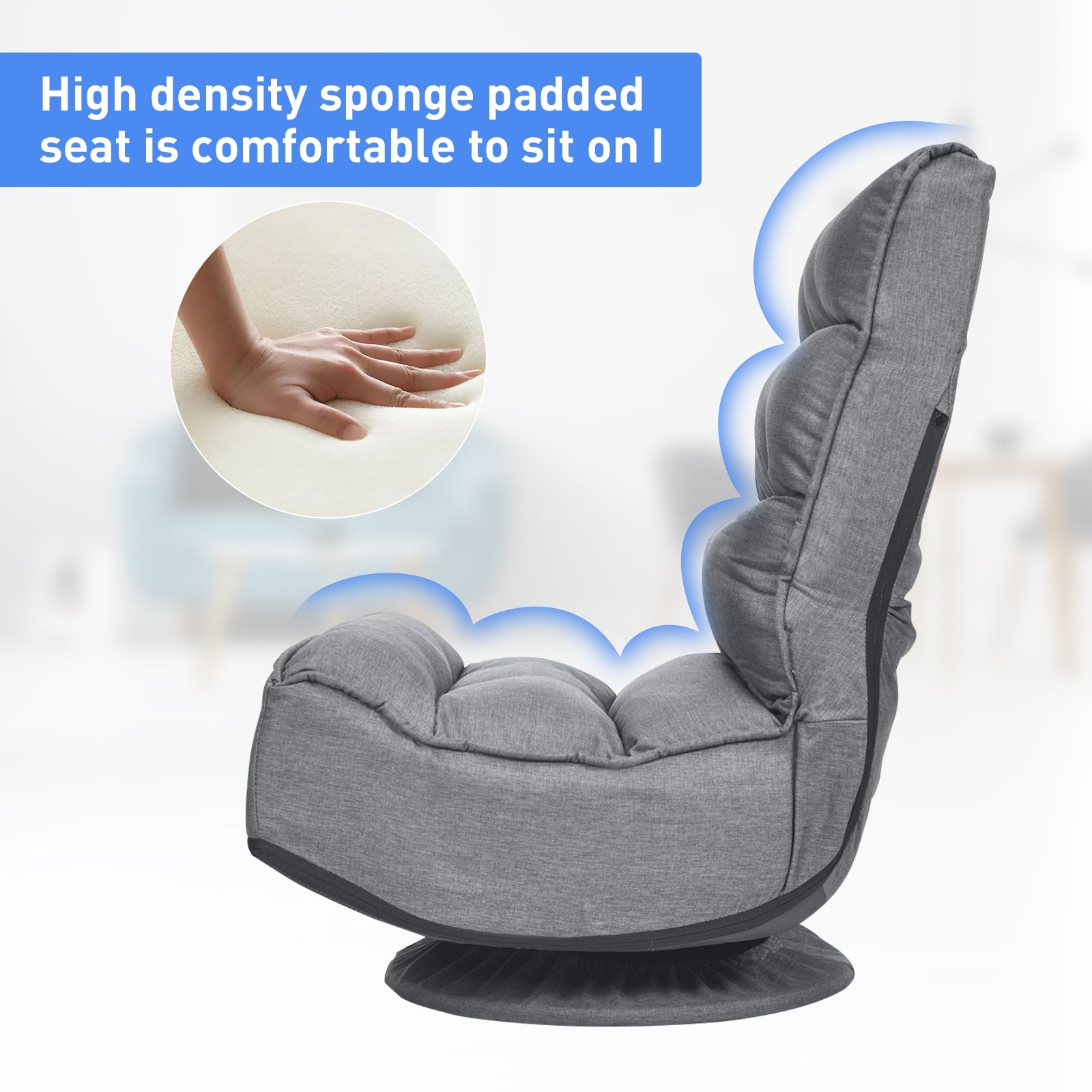 5-Position Folding Floor Gaming Chair, Gray Floor Chairs at Gallery Canada