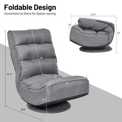 5-Position Folding Floor Gaming Chair, Gray Floor Chairs at Gallery Canada