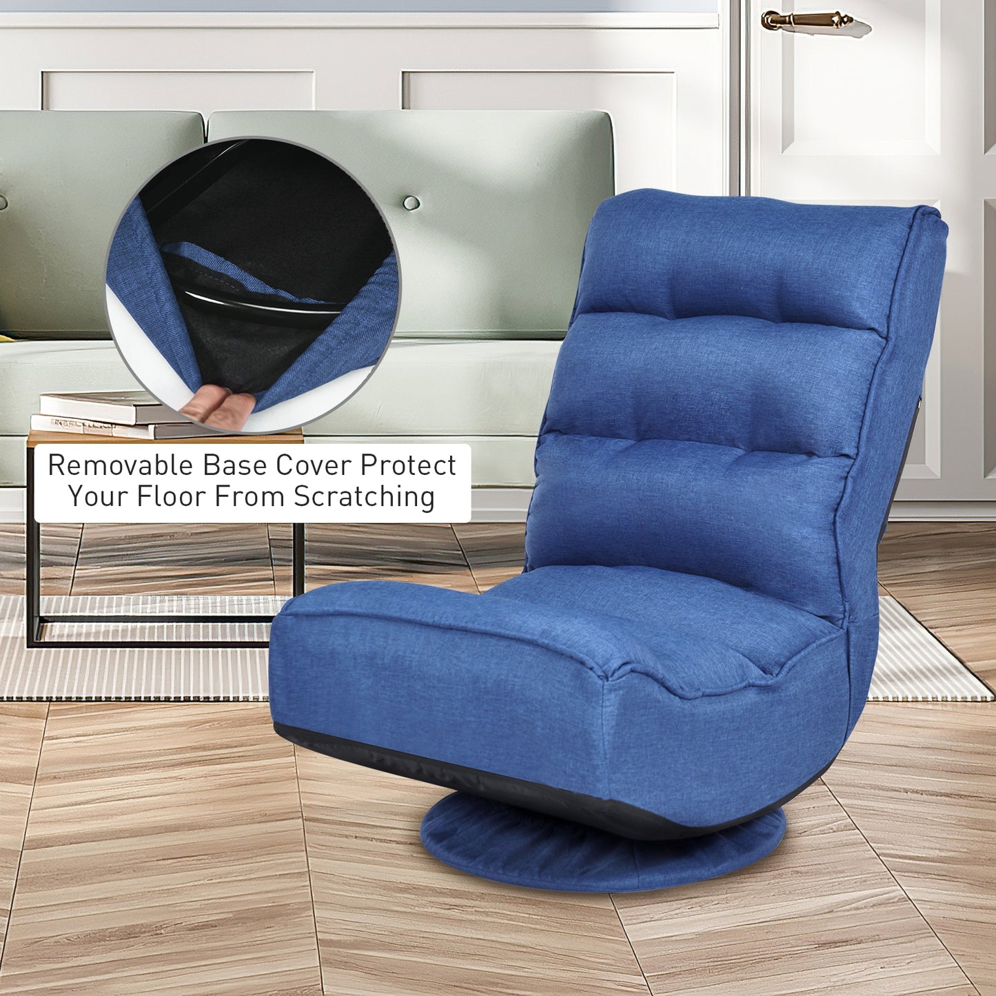 5-Position Folding Floor Gaming Chair, Navy Floor Chairs at Gallery Canada