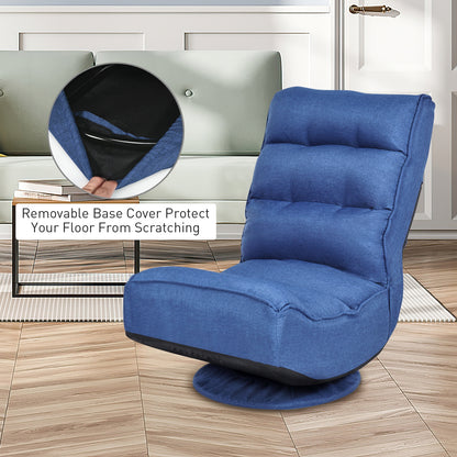 5-Position Folding Floor Gaming Chair, Navy Floor Chairs at Gallery Canada