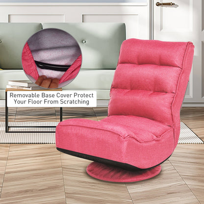 5-Position Folding Floor Gaming Chair with Tufted Back Support, Pink - Gallery Canada