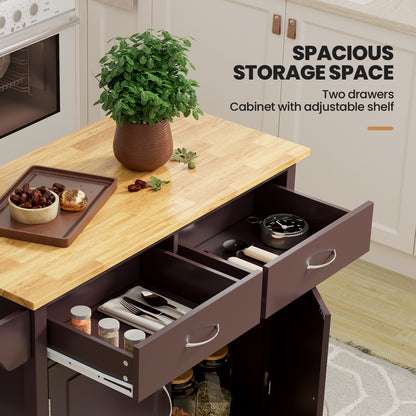 Modern Rolling Kitchen Cart Island with Wooden Top, Brown Kitchen Islands & Carts at Gallery Canada