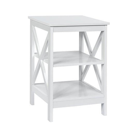 3-Tier X-Design Nightstands with Storage Shelves for Living Room Bedroom, White - Gallery Canada