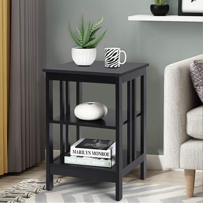 Set of 2 Multifunctional 3-Tier Nightstand Sofa Side Table, Black Nightstands at Gallery Canada