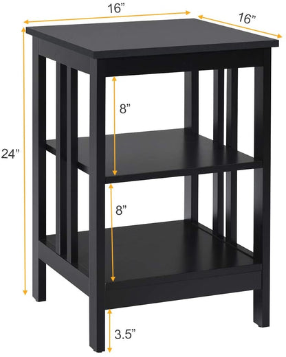 Set of 2 Multifunctional 3-Tier Nightstand Sofa Side Table, Black Nightstands at Gallery Canada