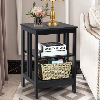 Set of 2 Multifunctional 3-Tier Nightstand Sofa Side Table, Black Nightstands at Gallery Canada