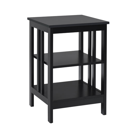 Set of 2 Multifunctional 3-Tier Nightstand Sofa Side Table, Black