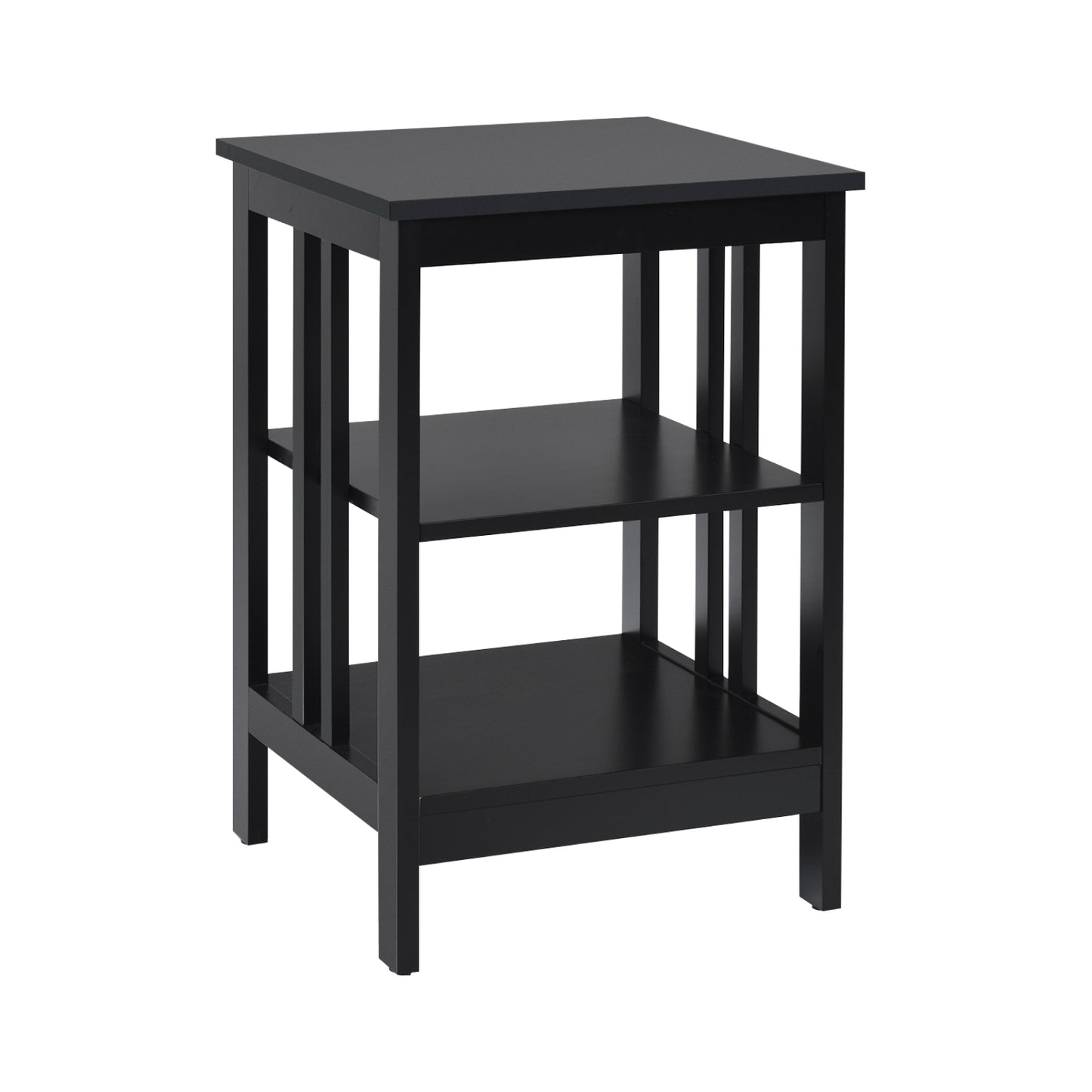 Set of 2 Multifunctional 3-Tier Nightstand Sofa Side Table, Black Nightstands Black at Gallery Canada