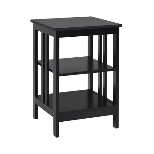 Set of 2 Multifunctional 3-Tier Nightstand Sofa Side Table, Black