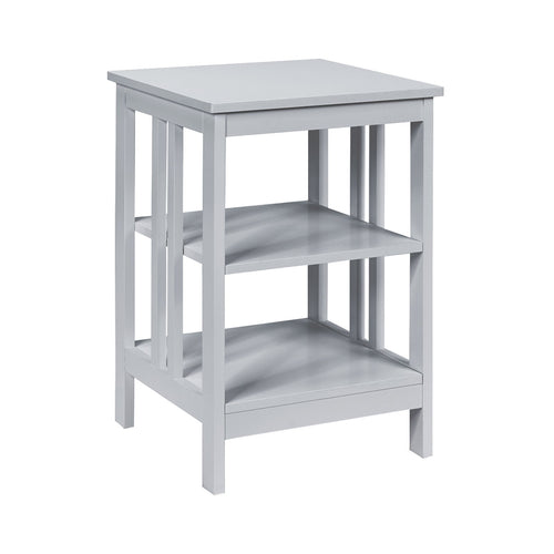 Set of 2 Multifunctional 3-Tier Nightstand Sofa Side Table with Reinforced Bars and Stable Structure, Gray